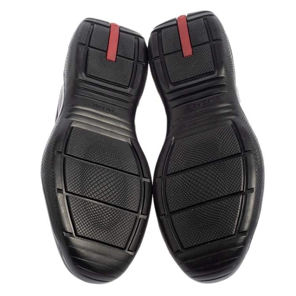 Prada Black Mesh and Leather Low Top Sneakers - Picture 6 of 9